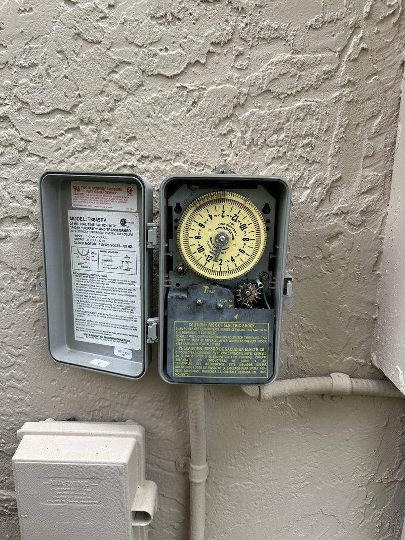 An older Intermatic dial irrigation timer